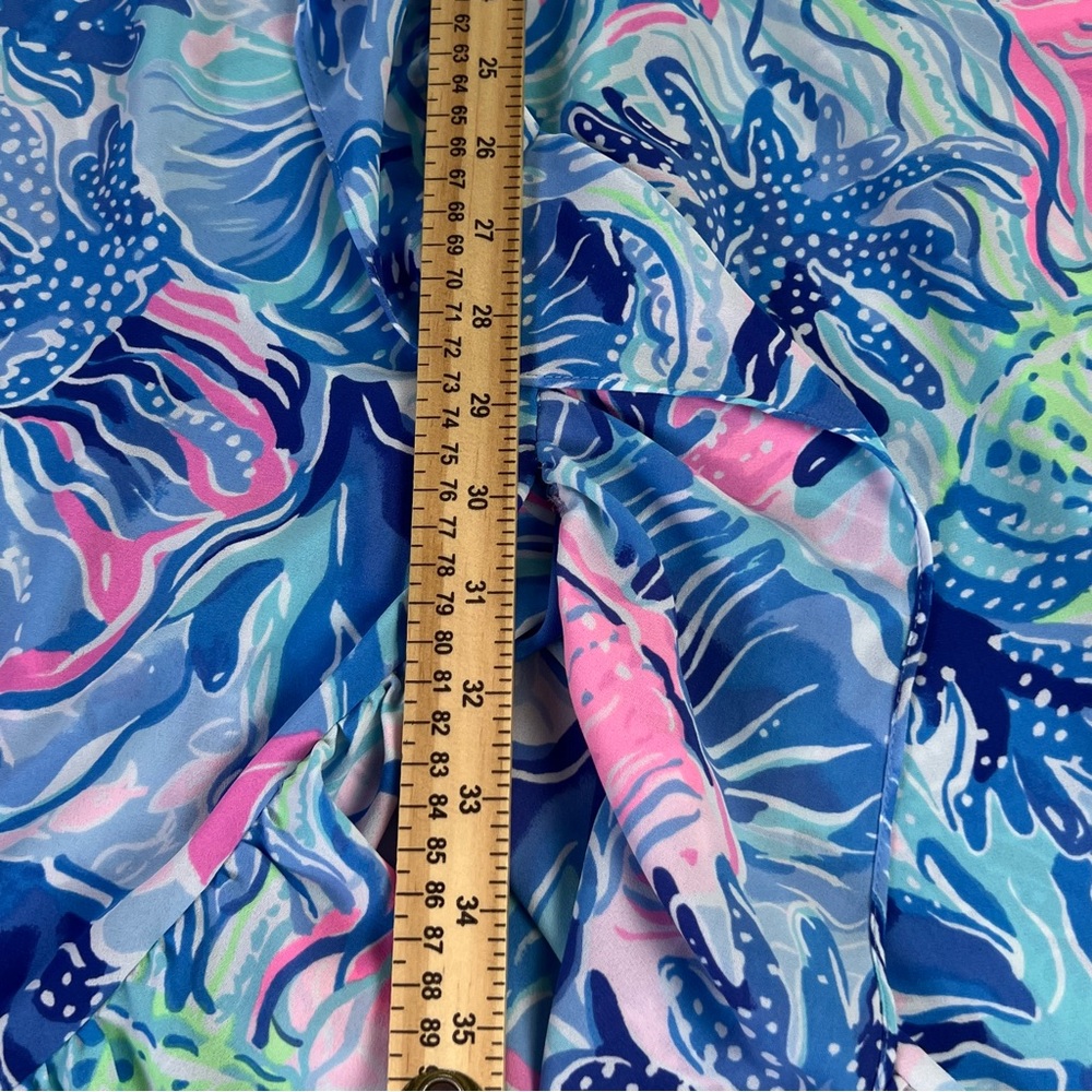 Lilly Pulitzer Dress Womens Small Blue Mareena Maxi Ruffle Blouson Ocean Party - Picture 8 of 12